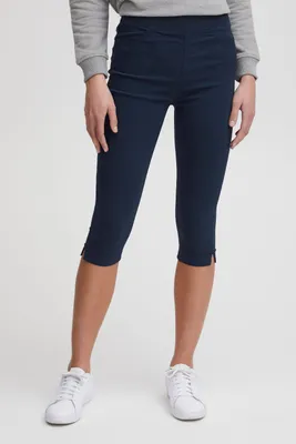 Produktbild von OXMO OXKEANA Damen Hose Stoffhose Caprihose aus Viskose mit Stretch elastischer Bund Skinny-Fit