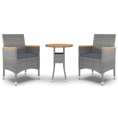 Obrázek produktu pro vidaXL 3dílný zahradní jídelní set Poly Rattan Grey