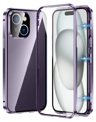 Immagine prodotto di Per Apple iPhone 16 Pro Mobile Phone Case 360 magnetico vetro paraurti metallo Custodia Cover