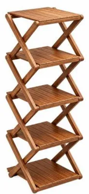 Immagine prodotto di Scaffale pieghevole per scarpe, legno, 5 ripiani, marrone, 25x25x75 cm