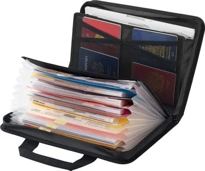 Produktbild von Feuerfeste Dokumententasche, 1000 Wärmeisolierte, feuerfeste und wasserdichte Tasche, tragbarer mehrschichtiger Aktenordner, Sicherheitsorganizer für zu Hause, im Büro und auf Reisen, für Reisepässe, wichtige Dokumente und Akten