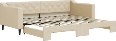Image de vidaXL Lit de jour extensible Crème 90x200 cm Tissu