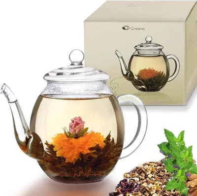Produktbild von Famanu Teekanne aus Glas mit Deckel - 500 ml, hitzebeständig, für Teeblumen und losen Tee