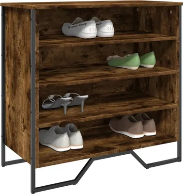 Produktbild von Design Schuhregal Räuchereiche 80x38x78 cm Holzwerkstoff, Schuhregale 2024 Neu