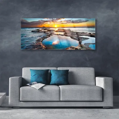 Produktbild von Acrylglasbilder 125x50 Wandbild Druck Meer Sonne Landschaft