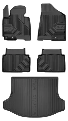 Produktbild von Gummimatten + Kofferraumwanne für Kia Sportage III 2010-2015 (SUV, Standard-Kofferraum) – Schwarz, passgenau – Wielganizator