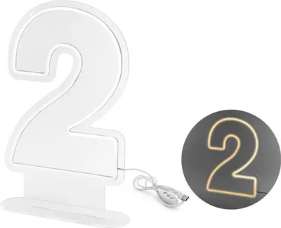 Immagine prodotto di Neon LED numero "2", bianco, 50 cm