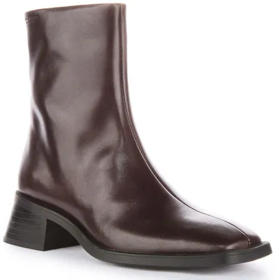 A single brown leather boot is shown against a white background.