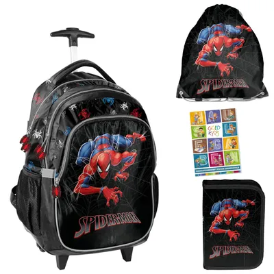 Produktbild von Schulranzen für Jungen und Mädchen, 4er-Set - Trolley-Schulrucksack für Kinder mit Federmäppchen - Schuhbeutel und Hausaufgabenheft