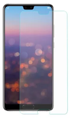 A clear screen protector is shown laid over a smartphone screen.