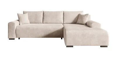 Produktbild von STOREZ24 L-Form Ecksofa NELLY inklusive Schlaffunktion, Ecke mit Bettkasten, Farbe: creme, Seite: rechts