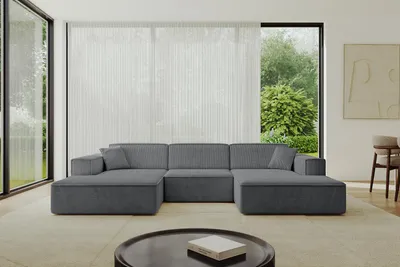Produktbild von ALTDECOR Ecksofa in U-Form IREA-U1-v4 301x165x77 cm Dunkelgrau Corner Sofa Bett Eckcouch Couch L-Form Wohnlandschaft Cauchsofa