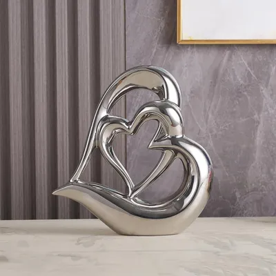 Productafbeelding van Dubbele Hart Ornament van Keramiek voor Interieurdecoratie