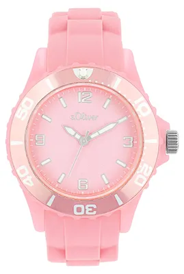 Produktbild von s.Oliver Armbanduhr Mädchen Kinder Quarzuhr Analog, mit Silikon Armband, Rosa, 3
