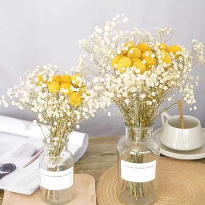 Produktbild von Set mit 20 getrockneten Blumen in Gelb für Dekoration und Blumenarrangements