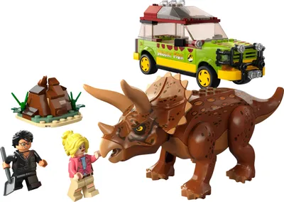 Produktbild von LEGO 76959 Jurassic Park Triceratops-Forschung, Dinosaurier Spielzeug mit Figur und Auto zum Sammeln zum 30. Jubiläum
