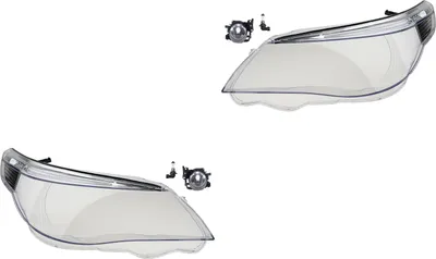 Obrázok produktu pre Sada skiel do svetlometov, kompatibilná s modelmi BMW 5 (E60, E61) vyrábaných v rokoch 2003-2007, vrátane žiaroviek a žiariviek. Čísla dielov: 63177897187, 7897187, 63177897188, 7897188. Johns