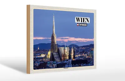 Produktbild von Holzschild Reise Wien Österreich Stephansdom 30x20cm