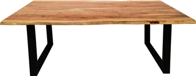 Produktbild von TPFLiving Tisch 200 x 100 cm Platte Akazie, Gestell Stahl Platte natur, Gestell schwarz lackiert