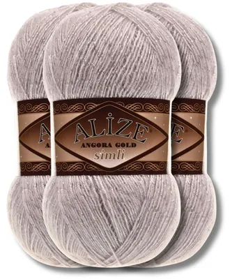 Produktbild von Alize 3x 100g Angora Gold Simli Wolle mit Glitzer, Uni, Häkeln, Stricken (168)