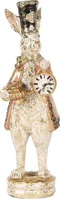 Produktbild von Clayre & Eef Dekorationsfigur Kaninchen 6x8x20 cm Weiß Rosa Kunststoff