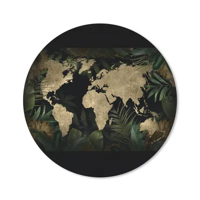 Produktbild von MuchoWow® Mauspad Mousepad Weltkarte - Gold - Blätter 20x20 cm - Mousepads - Maus Mat - Pad - Mausunterlage - Schreibtischmatte