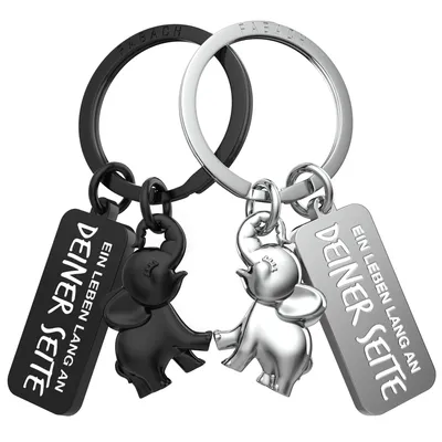 Produktbild von "Jumbo" Elefant Schlüsselanhänger - romantisches Partnergeschenk - zwei Schlüsselanhänger für Paare Freundinnen Schwestern