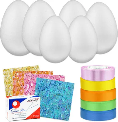 Produktbild von Kreativ-Set - Styroporeier, Bänder, Pailletten
