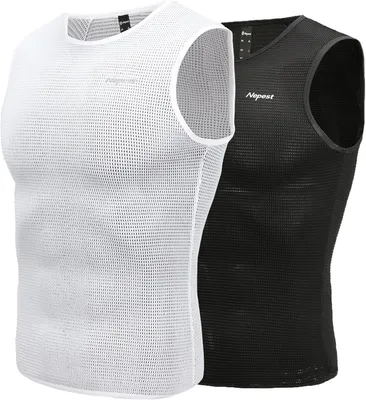 Produktbild von Radtrikot für Herren, ohne Ärmel, aus atmungsaktivem Mesh-Material, schwarz-weiß, leicht und maschinenwaschbar