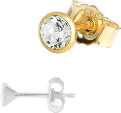 Produktbild von Einzel Kleine Ohrstecker 3,5mm Gelbgold 585 14 Karat Gold Ohrring Zirkona Weiß