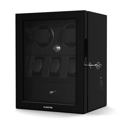 Produktbild von Klarstein ChronoVault natahovač hodinek, 2+3 hodinky, veganský, vysoký lesk, 4 režimy, motor Mabuchi, LED, zásuvka