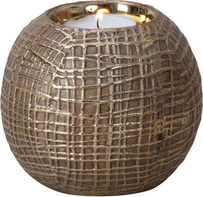 Produktbild von Moderner Teelichthalter Teelichtleuchte Windlicht aus Keramik gold 11x9 cm
