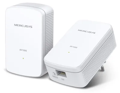 Produktbild von Mercusys AV1000 Gigabit Powerline Starter Kit, 1000 Mbit/s, IEEE 802.3, IEEE 802.3ab, IEEE 802.3u, Gigabit Ethernet, 10,100,1000 Mbit/s, HomePlug AV2, OFDM