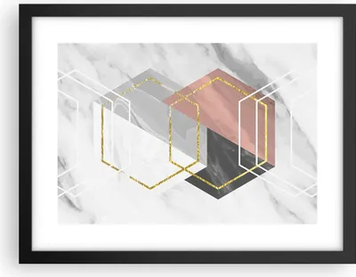Produktbild von Gerahmtes Poster - Schwarzer Rahmen - Zahlen Weiß Golden - 40x30 cm - Wand Bild - Wanddeko - Wandbilder - Kunstposter - Wandposter - Bilderrahmen - Bilder - Kunstdruck - P2BAA40x30-5087
