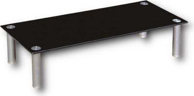 HOOZ TV-Board TV-Rack Glas mit 17 cm Aluminiumfüßen perfekt geeignet als Fernsehtisch oder Bildschirmständer, Schwarz-Glas -70 x 35 cm
