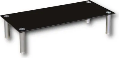 Produktbild von HOOZ TV-Board TV-Rack Glas mit 17 cm Aluminiumfüßen perfekt geeignet als Fernsehtisch oder Bildschirmständer, Schwarz-Glas - 100 x 35 cm