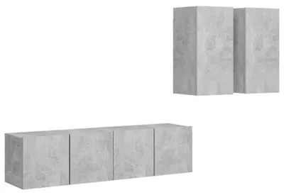 Produktbild von vidaXL 4-tlg. TV-Schrank-Set Betongrau Holzwerkstoff