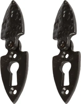 Produktbild von 2x Pfeilkopf Escutcheonplatte mit Abdeckung Gusseisen W28mm x H55mm schwarz