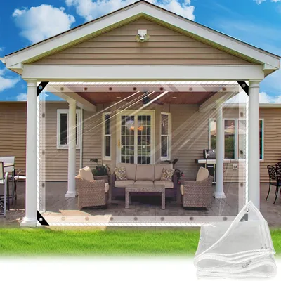 Transparente PVC-Abdeckplane mit Ösen, 2 x 2,4 m, 0,35 mm