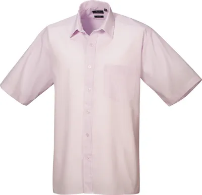 Produktbild von Premier Popelin Herren Hemd, kurzärmlig RW1082 (Kragenweite 37 cm) (Pink)