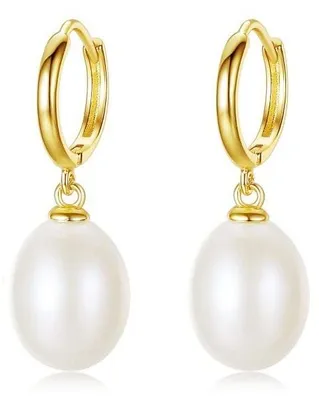 Produktbild von Solidchoice – Ohrringe mit ovalen Süßwasserperlen (9-10 mm) in 18K Gold