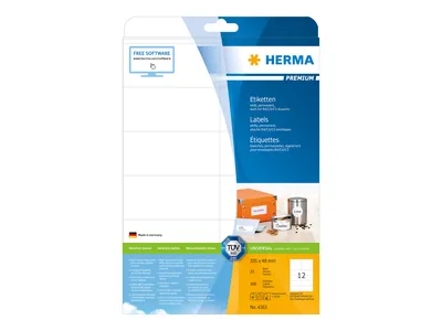 Produktbild von Etiketten Premium A4, weiß 105x48 mm Papier matt 300 St.