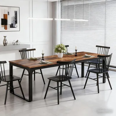 Productafbeelding van Eettafel - Tafel - Keukentafel - Dinertafel - Houten Tafel - Bruin - Voor 6-8 Personen