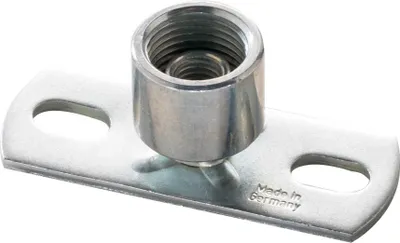 Produktbild von 5 Stück - Grundplatte 80x30x3mm M8/M10+1/2" IG/AG verzinkt : 80 x 30 x 3 mm x M8/M10 + 1/2 Zoll Innengewinde/Außengewinde Größe: 80 x 30 x 3 mm x M8/M10 + 1/2 Zoll Innengewinde/Außengewinde