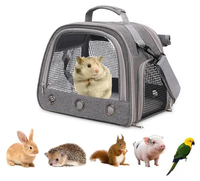 Produktbild von Elzusha – Transportbox für kleine Haustiere – Kaninchen, Hamster, Vögel – Grau, 35x25x23 cm