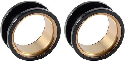 Productafbeelding van Oorbel van roestvrij staal - Tweekleurig - Hypoallergeen - 6-28 mm - Schroefsluiting - Gepolijst - Piercing