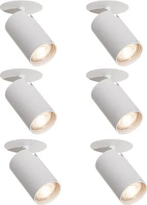 Zdjęcie produktu dla QAZQA – nowoczesny zestaw 6 nowoczesnych reflektorów do zabudowy, białe GU10 50 mm – salon Chels I sypialnia – okrągłe, aluminiowe – przystosowane do diod LED GU10
