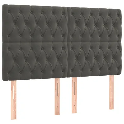 Produktbild von Kopfteil Dunkelgrau 144 x 7 x 118/128 cm Samt