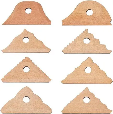 Image de Kit de modelage en céramique - Poterie - 8 pièces - Couleur bois - différentes tailles