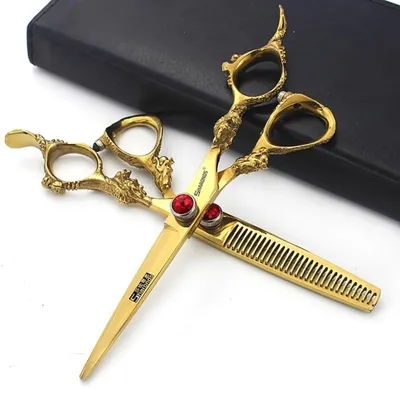 Produktbild von Friseurscheren Set 6 Zoll Edelstahl Verdünnung Ergonomischer Griff 2 Stück